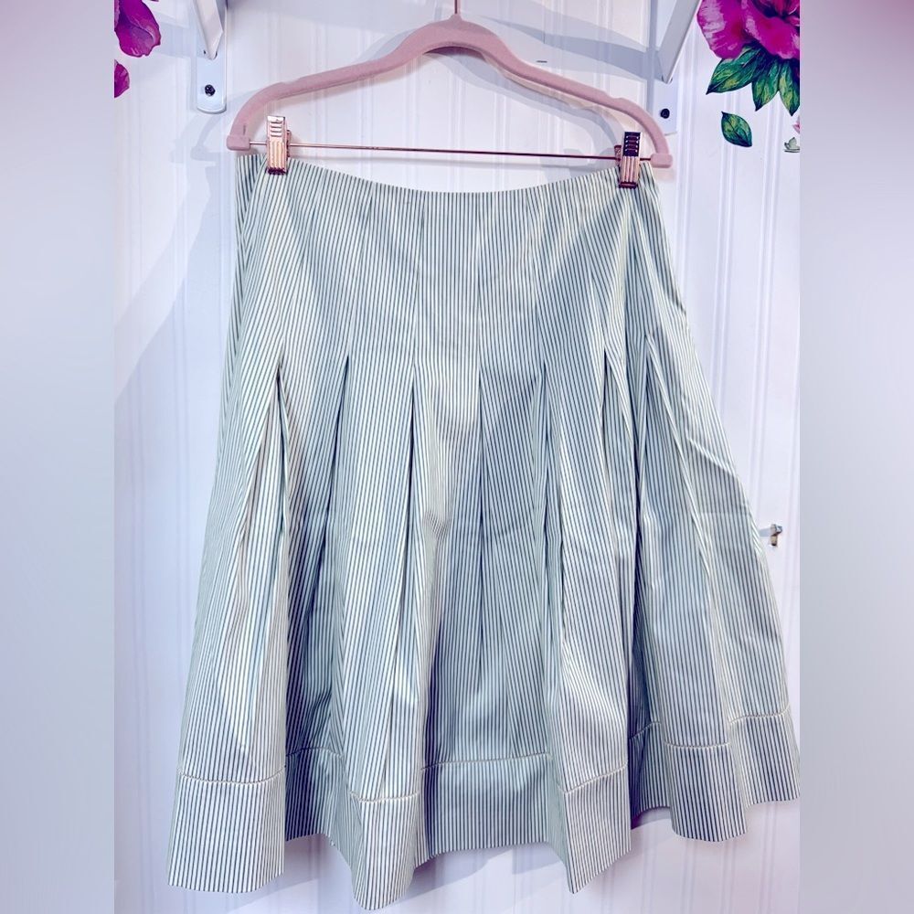 W by Worth Petite Pleated Seersucker‎ Skirt SZ 12
